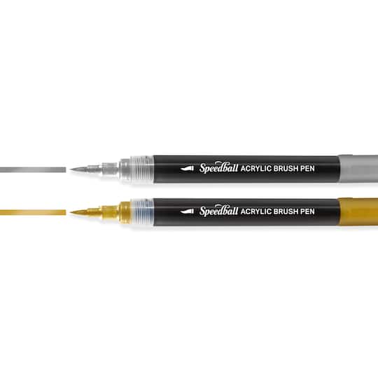 Speedball® Gold & Silver Acrylic Lettering Brush Pens Set